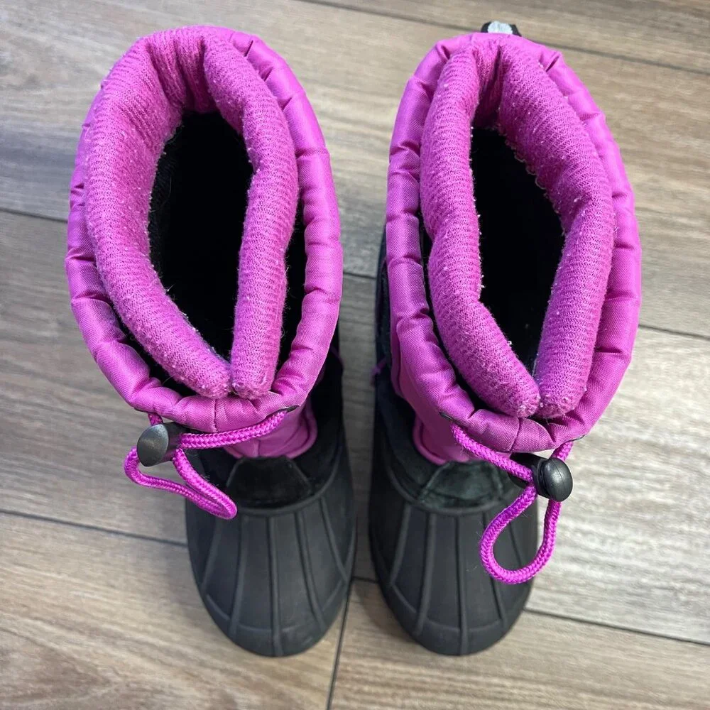 Totes Jean‎ Snow Boots Girls Size 3 Slip On Bungee Closure Suede Leather FAIR